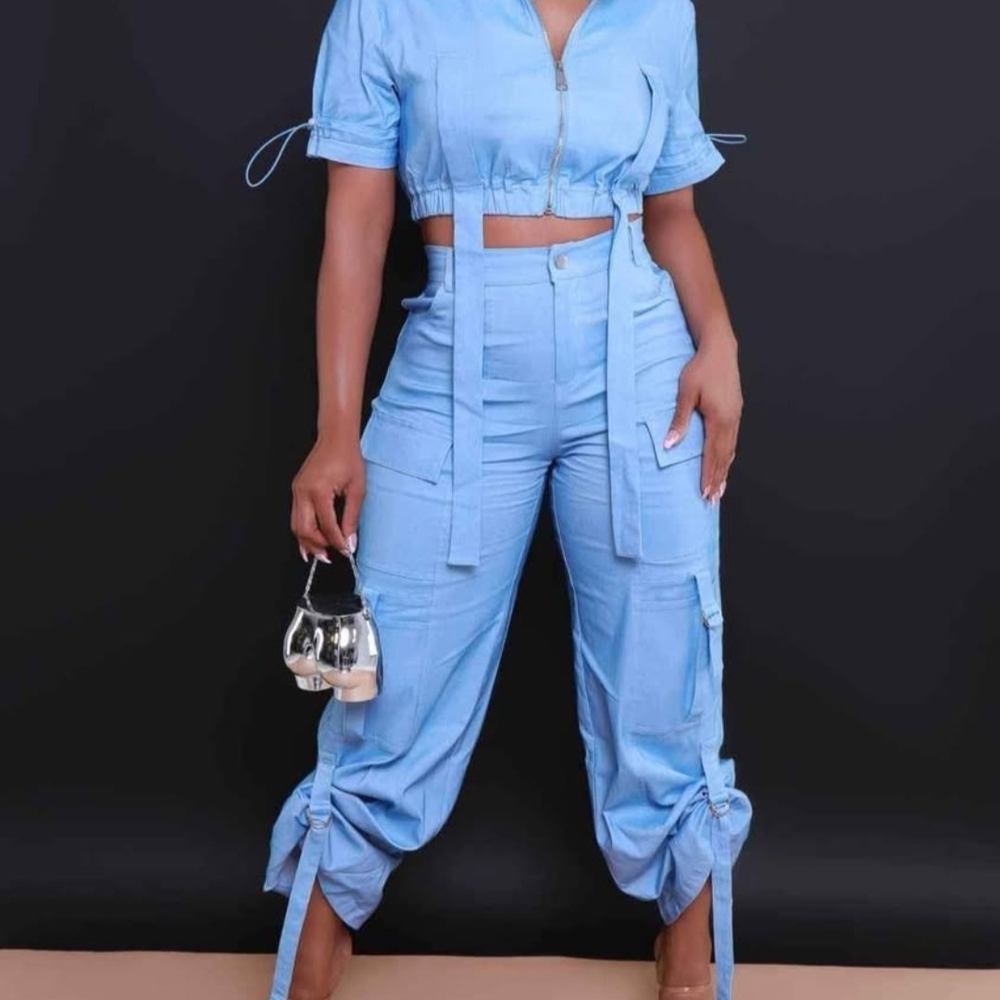 Swank A Posh Cropped Cargo Set